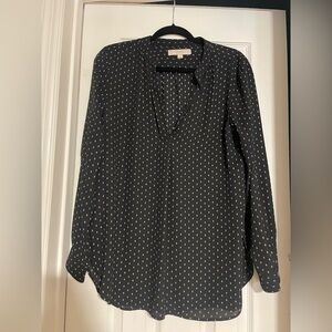 LOFT Black and White Patterned Blouse